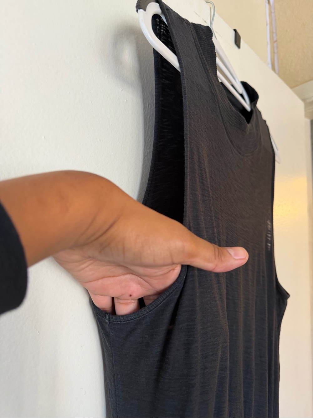 NATION LTD Black Pima Cotton Sleeveless Midi Dress - Picture 9 of 10